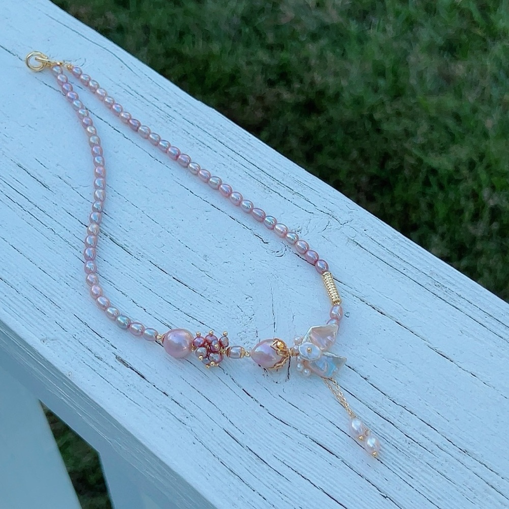 S98 Handmade Freshwater Baroque Pearl Necklace - Picture 5 of 8